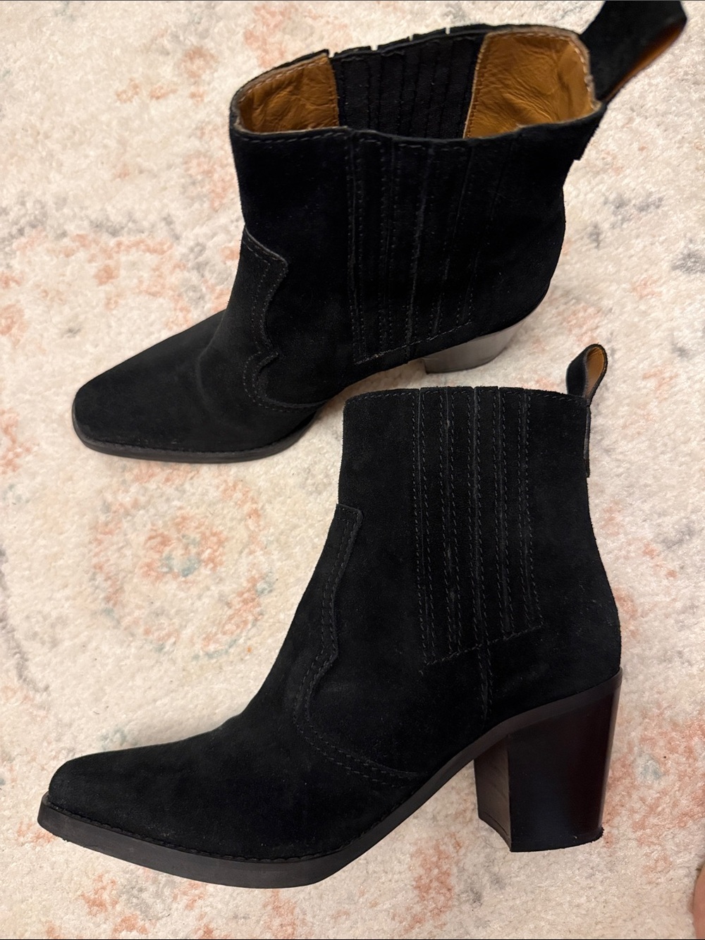 Ganni Black Suede Women’s Ankle Boots - Sleek Heeled Western Style